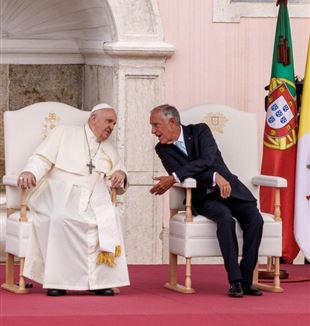 O Papa Francisco foi recebido, na manhã do dia 2 de agosto de 2023, no Palácio Nacional de Belém, pelo Presidente da República Portuguesa, Marcelo Rebelo de Sousa. (Fotografia: Mário Zogheb)